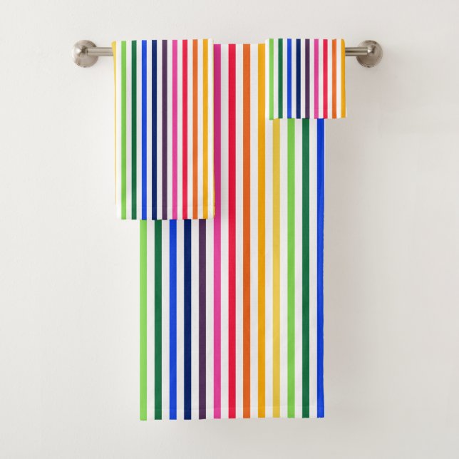 Regenbogen und weiße Streifen Badhandtuch Set (Insitu)