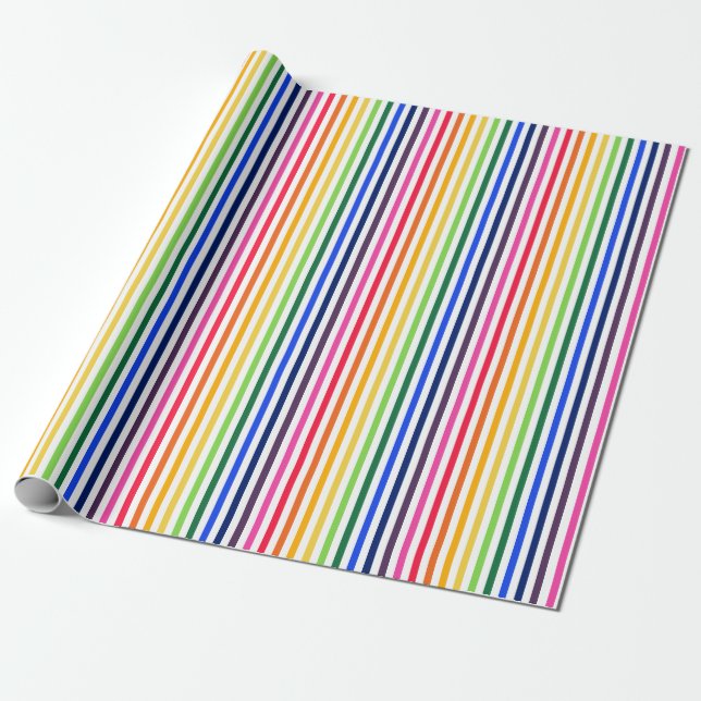 Regenbogen und weiße Streifen Geschenkpapier (Ungerollt)