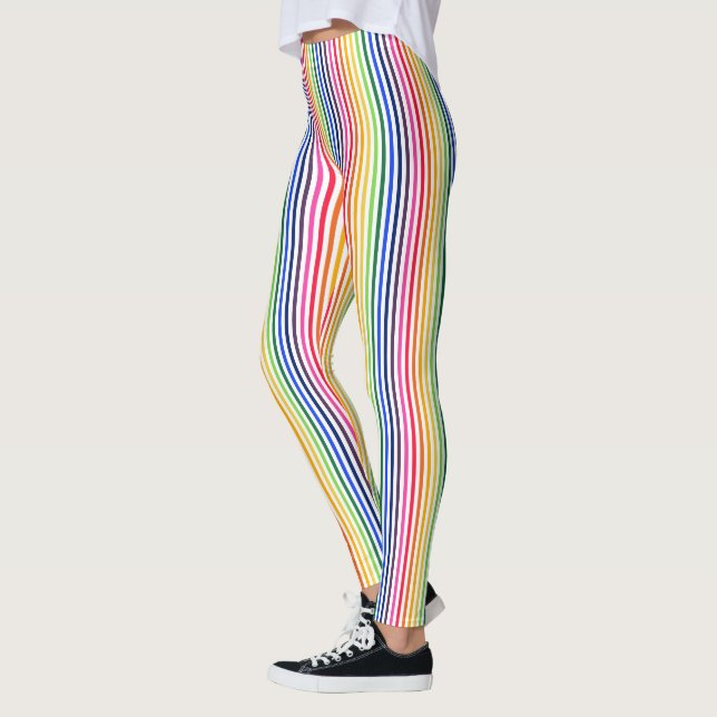 Regenbogen und weiße Streifen Leggings (Links)