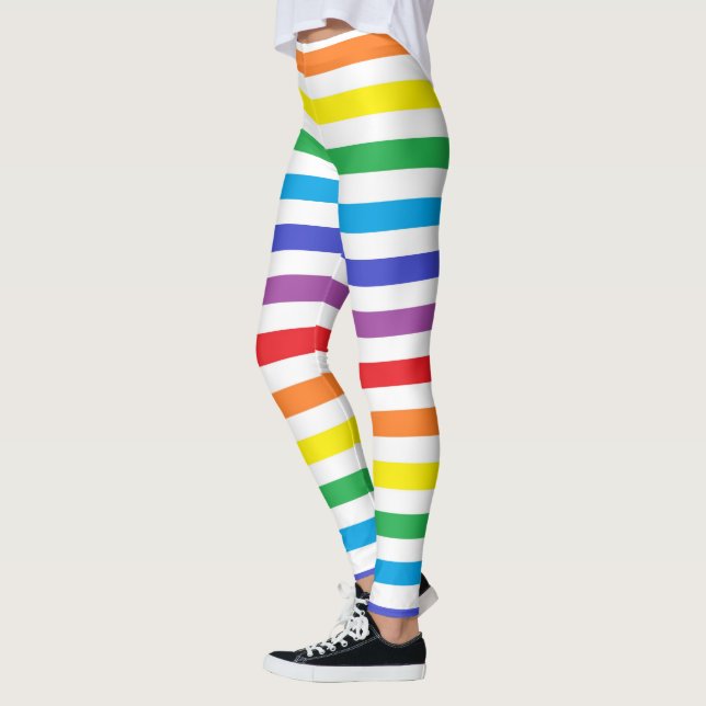Regenbogen und weiße Streifen Leggings (Links)