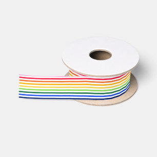 Regenbogen und weiße Streifen Satinband