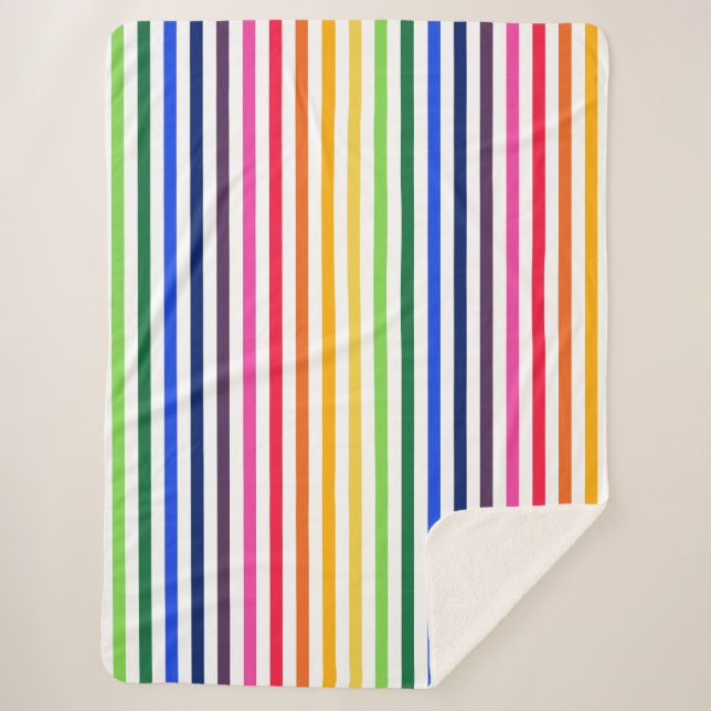 Regenbogen und weiße Streifen Sherpadecke (Vorderseite)