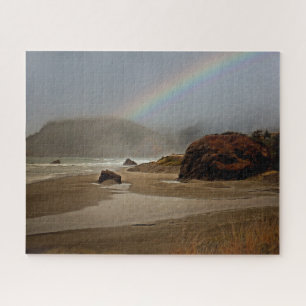 Regenbogen und Wolken am Strand von Oregon Puzzle