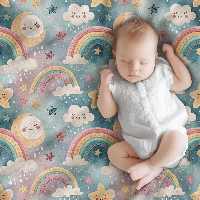 Regenbogen- und Wolken-Decke als Geschenk für neug Fleecedecke (Rainbow & Clouds Blanket Gift for Newborn Joy)