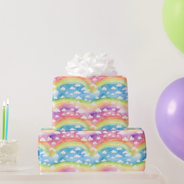 Regenbögen und Wolken Geschenkpapier (Partygeschenke)