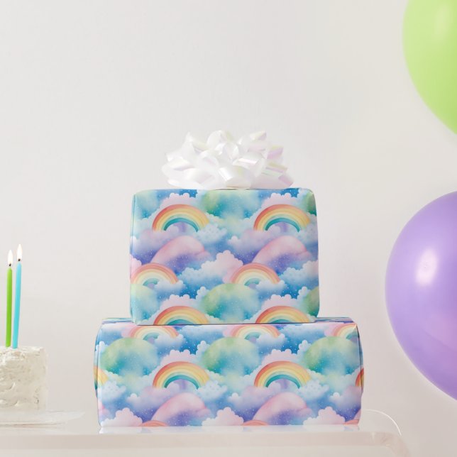 Regenbögen und Wolken Geschenkpapier (Partygeschenke)