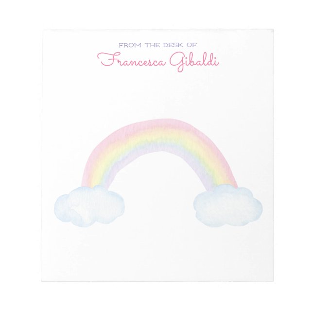 Regenbogen und Wolken in Aquarellfarben vom Schrei Notizblock (Vorderseite)