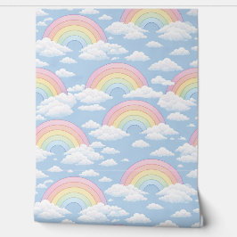 Regenbogen- und Wolken-Kinderzimmer Tapete