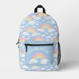 Regenbogen und Wolken mit Ihrem Namen Bedruckter Rucksack