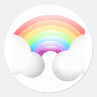 Regenbogen und Wolken Runder Aufkleber