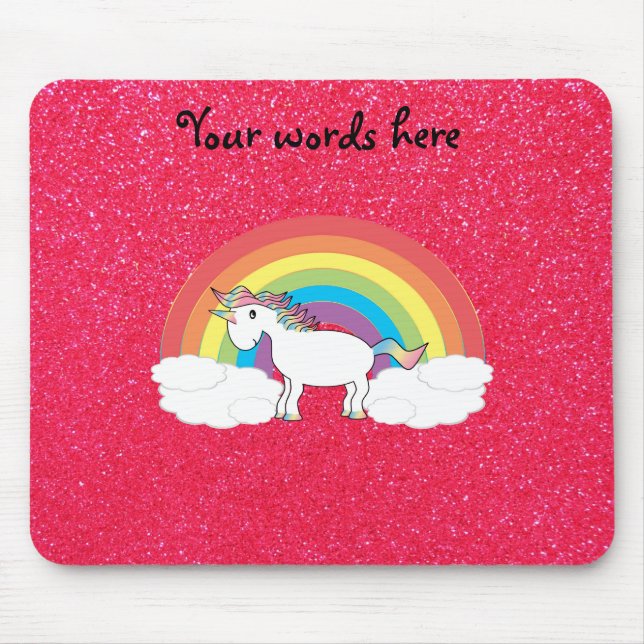Regenbogen Unicorn-Rosa-Glitter Mousepad (Vorne)