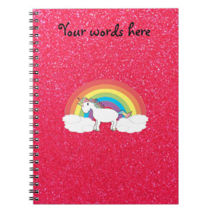 Regenbogen Unicorn-Rosa-Glitter Notizblock