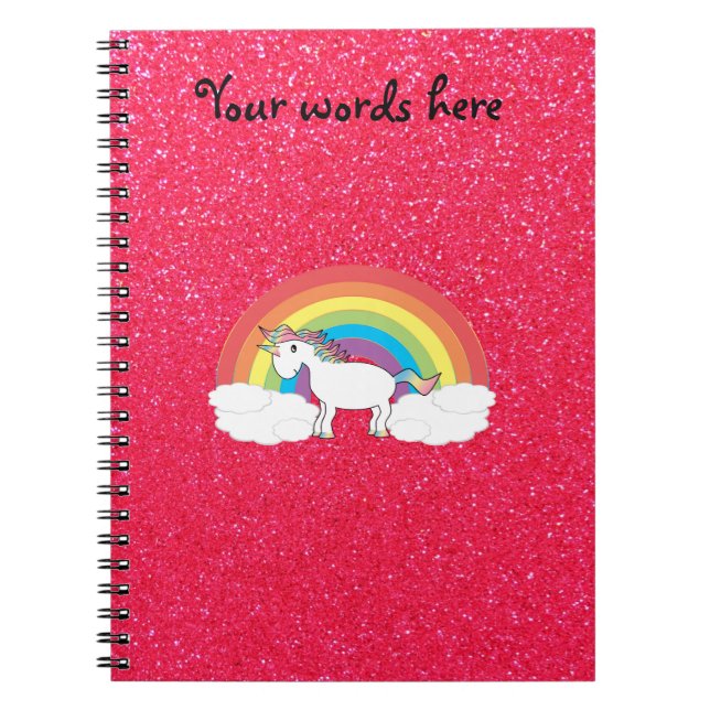 Regenbogen Unicorn-Rosa-Glitter Notizblock (Vorderseite)
