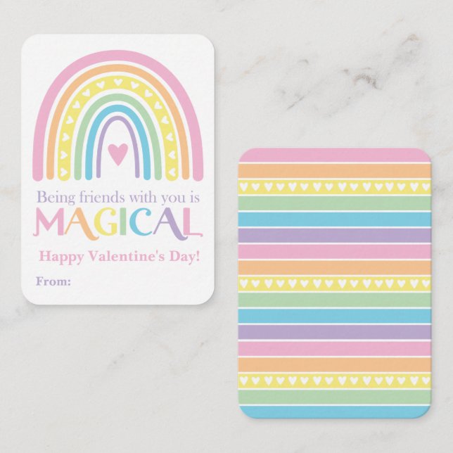 Regenbogen Valentine, Custom Classroom Valentine Mitteilungskarte (Vorne/Hinten)