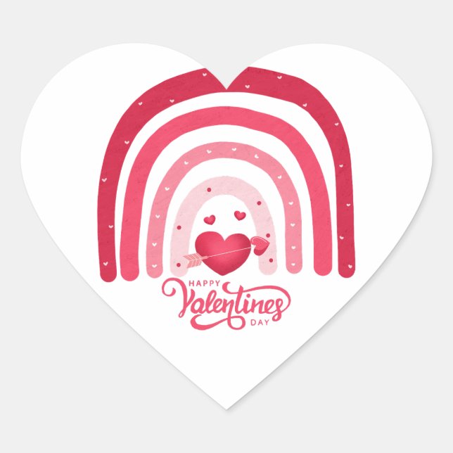 Regenbogen Valentinstag Herz-Aufkleber (Vorderseite)