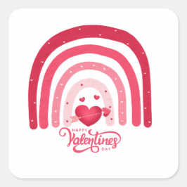 Regenbogen Valentinstag Quadratischer Aufkleber