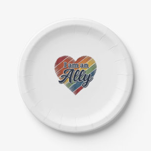 Regenbogen-Verbündeter-Herz-Vektor-Shirt-Design_1 Pappteller