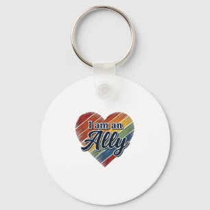 Regenbogen-Verbündeter-Herz-Vektor-Shirt-Design_1 Schlüsselanhänger