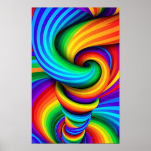 Regenbogen Verdrehten Tornado Wirbel - Optische Il Poster