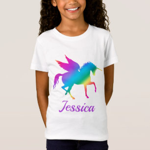 Regenbogen-Verlauf-Einhorn-Silhouette für Kinder T-Shirt