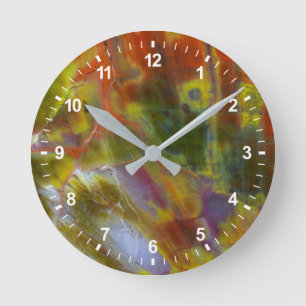 Regenbogen-versteinertes Holz Runde Wanduhr