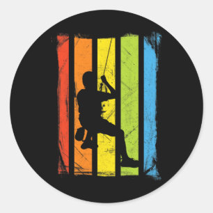 Regenbogen-verzerrtes Rock Climbing Design Runder Aufkleber