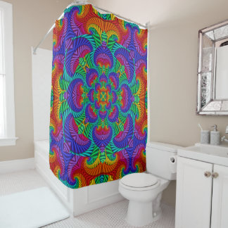 Regenbogen Vintage Psychedelischer Fraktal Kaleido Duschvorhang