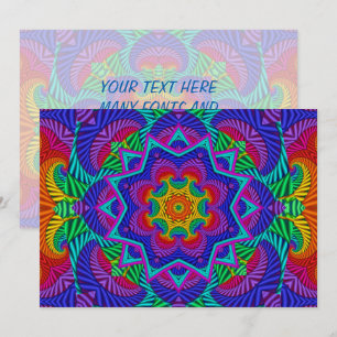 Regenbogen Vintage Psychedelischer Fraktal Kaleido Einladung