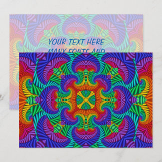 Regenbogen Vintage-Psychedelischer Fraktal-Kaleido Einladung
