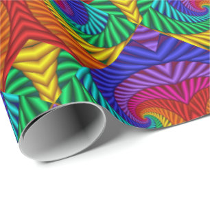 Regenbogen Vintage Psychedelischer Fraktal Kaleido Geschenkpapier