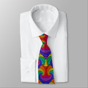 Regenbogen Vintage Psychedelischer Fraktal Kaleido Krawatte