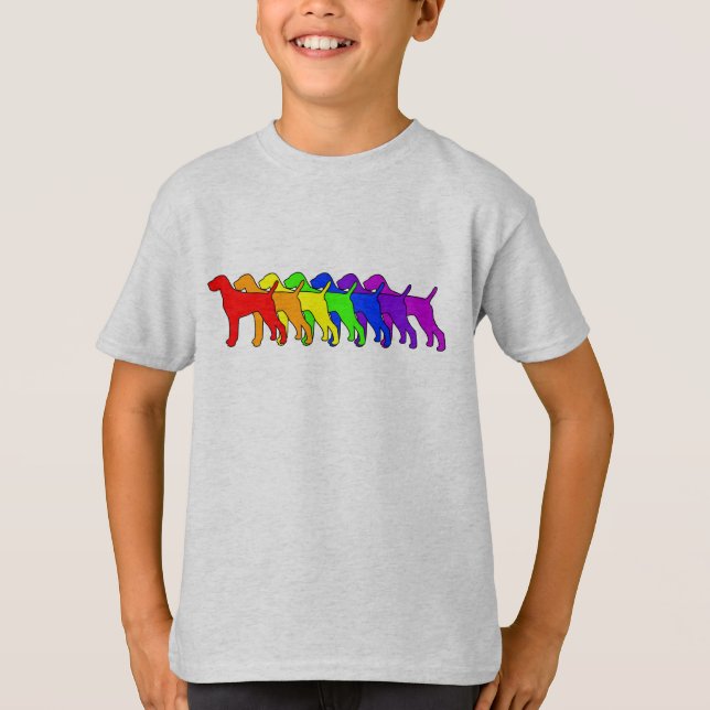 Regenbogen Vizsla T-Shirt (Vorderseite)