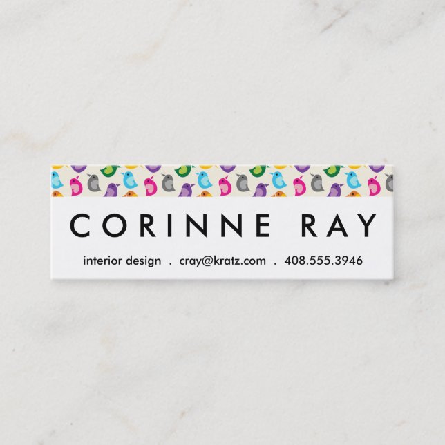 Regenbogen-Vogel-Druck-Girly buntes Mini Visitenkarte (Vorderseite)