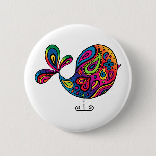 Regenbogen-Vogel-Knopf Button
