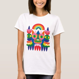 Regenbogen-Volksmasken-Gesichtskunst T-Shirt