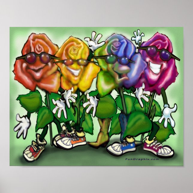 Regenbogen von Rose Poster (Vorne)