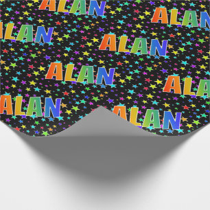 Regenbogen Vorname "ALAN" + Sterne Geschenkpapier