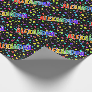 Regenbogen Vorname "ALEXANDRA" + Sterne Geschenkpapier