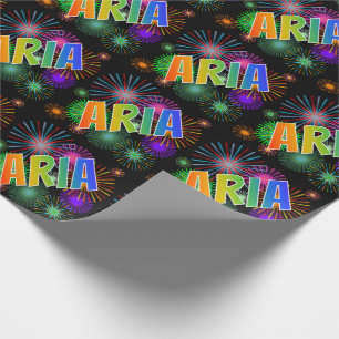 Regenbogen Vorname "ARIA" + Feuerwerk Geschenkpapier