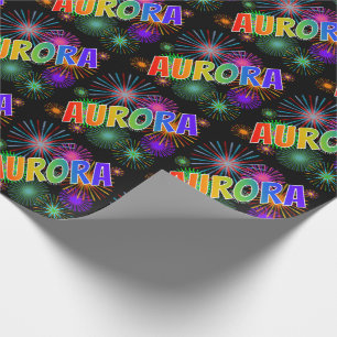Regenbogen Vorname "AURORA" + Feuerwerk Geschenkpapier
