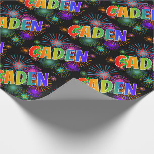 Regenbogen Vorname "CADEN" + Feuerwerk Geschenkpapier