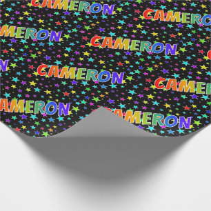 Regenbogen Vorname "CAMERON" + Sterne Geschenkpapier