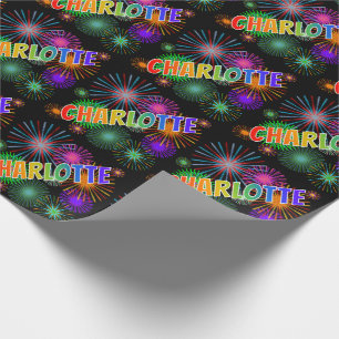 Regenbogen Vorname "CHARLOTTE" + Feuerwerk Geschenkpapier