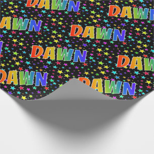 Regenbogen Vorname "DAWN" + Sterne Geschenkpapier