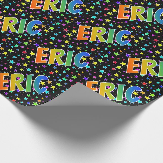 Regenbogen- Vorname "ERIC" + Sterne Geschenkpapier (Ecke)