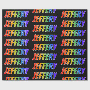 Regenbogen Vorname "JEFFERY"; Spaß und Bunt Geschenkpapier