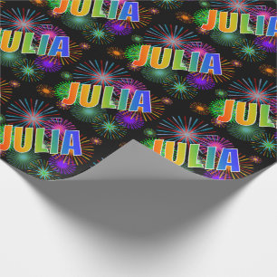 Regenbogen Vorname "JULIA" + Feuerwerk Geschenkpapier