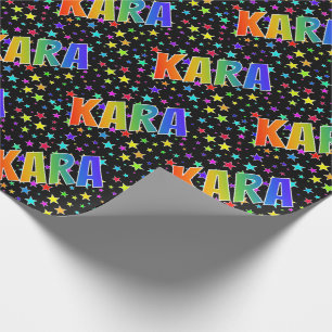 Regenbogen Vorname "KARA" + Sterne Geschenkpapier