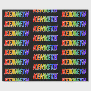 Regenbogen Vorname "KENNETH"; Spaß & Bunt Geschenkpapier