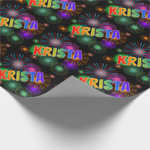 Regenbogen Vorname "KRISTA" + Feuerwerk Geschenkpapier